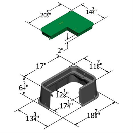 Carson valve box w/lid 0012 - blk-grn icv