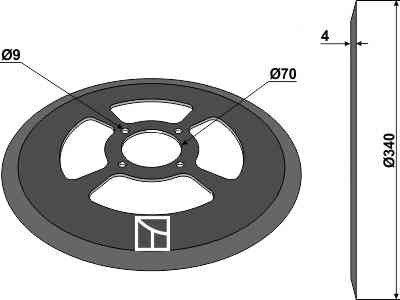 Kouterschijf Ø340x4 passend voor Samson 1250202
