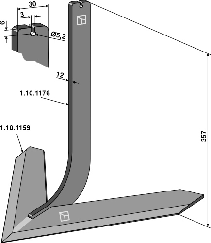 Tine with share 650mm