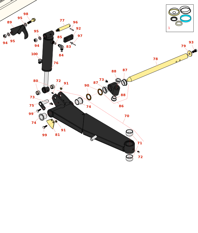 Toro Groundsmaster 4000-D Side Deck Lift Arm, Cylinder and Latch