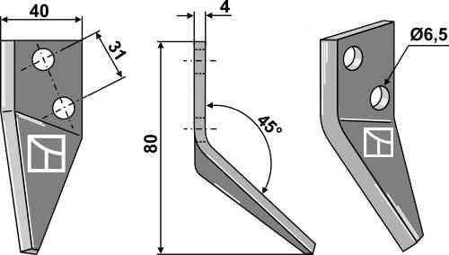 Food mixer knives, left fitting for Frasto 16800013 / 16800019