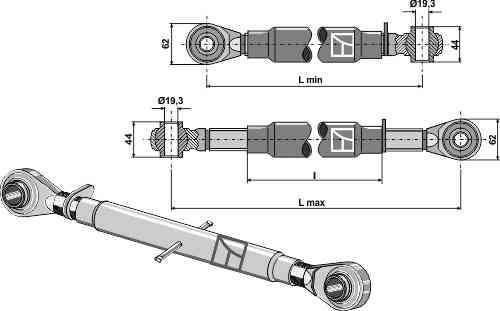 Oberlenker mit gehärteten Kugelaugen M24 x 3