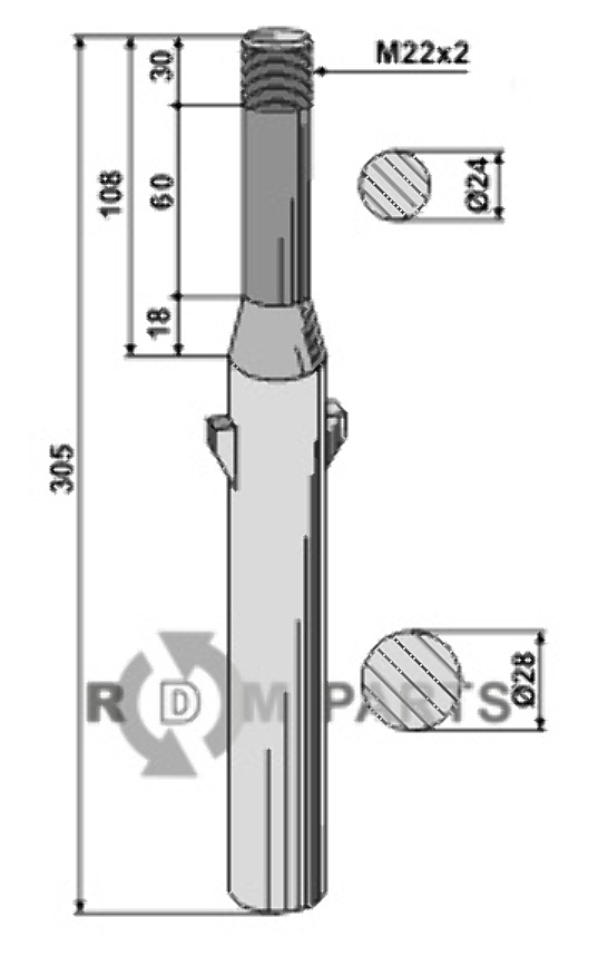 Tine for rotary harrows fitting for Agrator 0122501