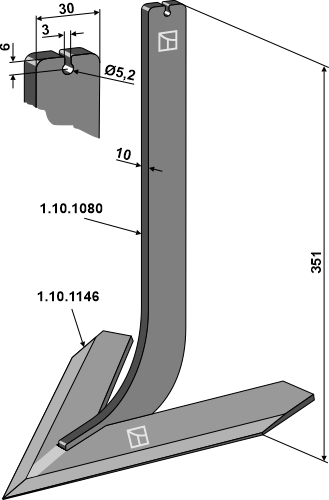 Tine with share 240mm