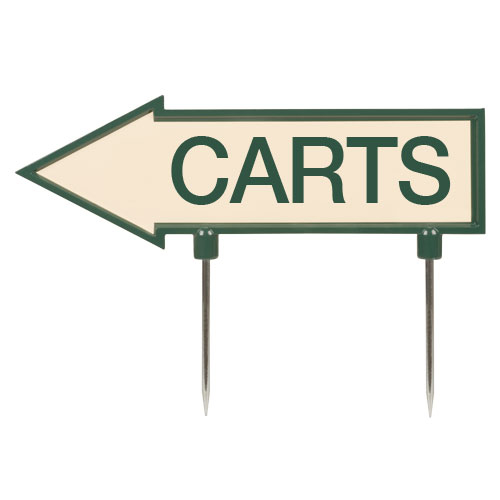 15" arrow sign - "carts" - green with tan