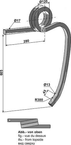 Double coil spring, left