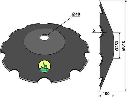 Notched disc Ø610x5 - truncated 31-0750