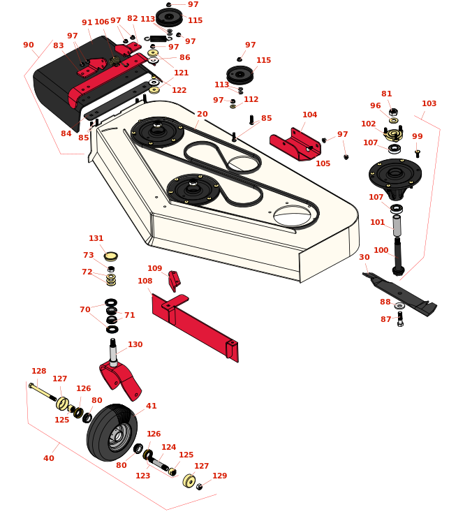 Toro GrandStand Mower 122 cm Deck Parts