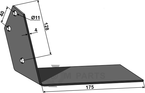 Angled wing share - right fitting for Thyregod 97655452