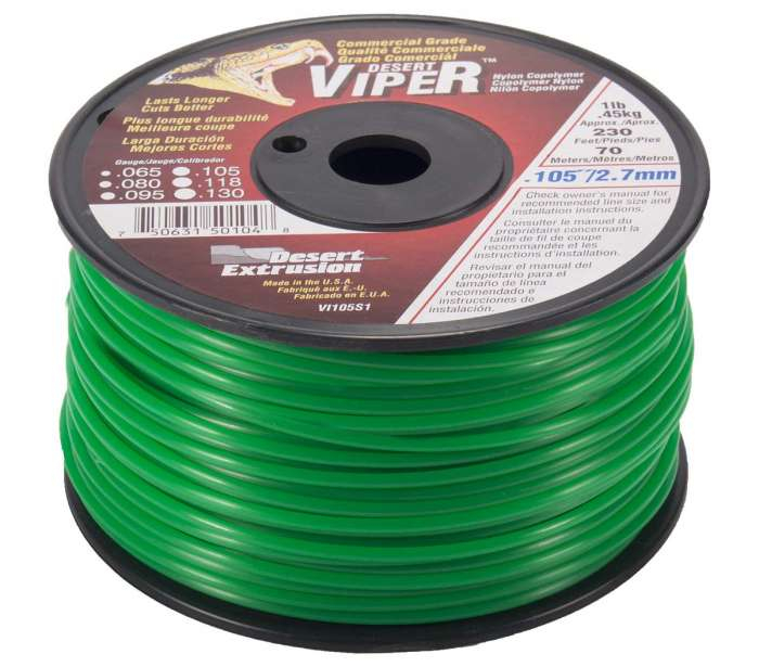 Trimmer line viper™ round green .105" / 2.7mm