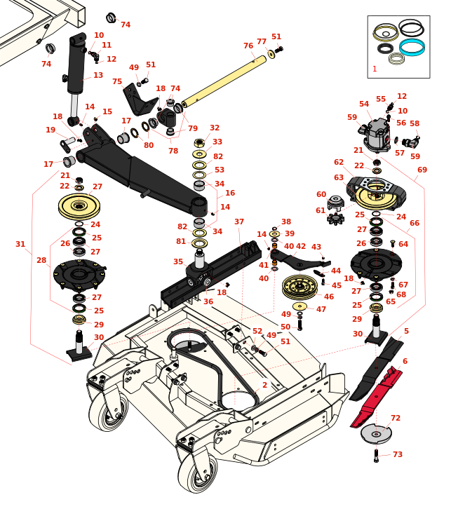 Toro Groundsmaster 4010-D Left-Hand Deck Lift Arms and Spindle