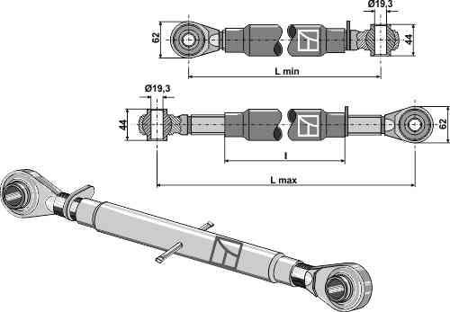 Top-links with hardened tie-rod M27 x 3