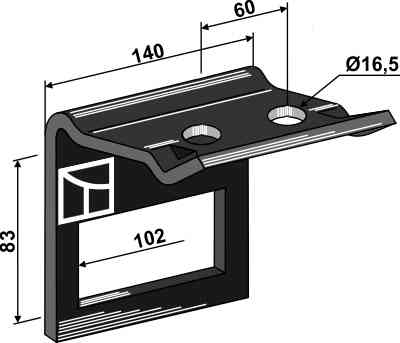 Houder voor tand 100x16