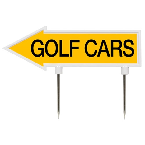 15" arrow sign - "golf cars" - yellow with black