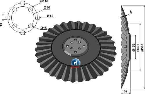 Geonduleerde Schijf Ø560x5 passend voor Agrisem DIS-552