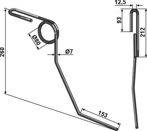 Torsionsstriegelzinken - rechts geeignet für Steketee 602756