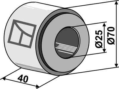 Metaalring kompleet met hardhoutlager ingeperst - Ø25mm