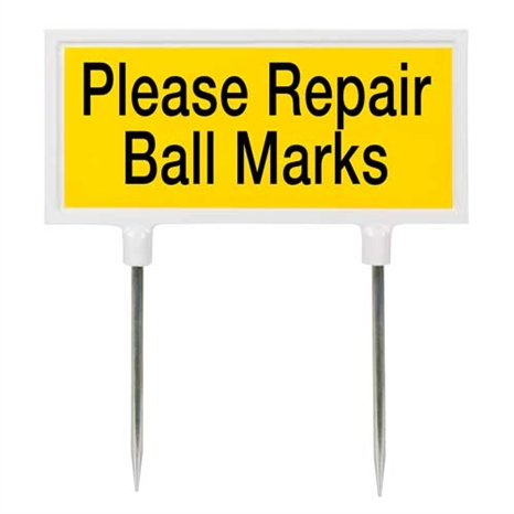 Sign - yellow please repair ball marks