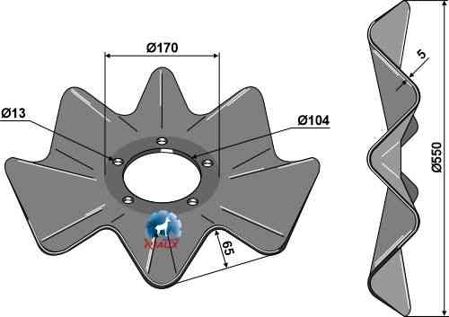 Wavy disc Ø550x5 fitting for Salford CT512208