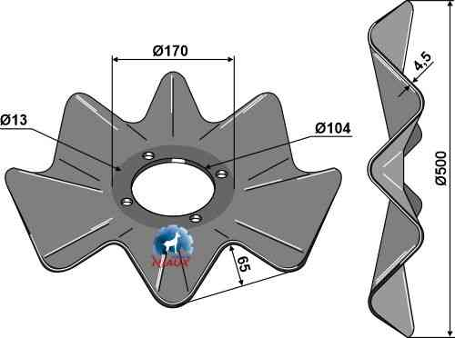 Wavy disc Ø500x4,5 fitting for Salford CT512008