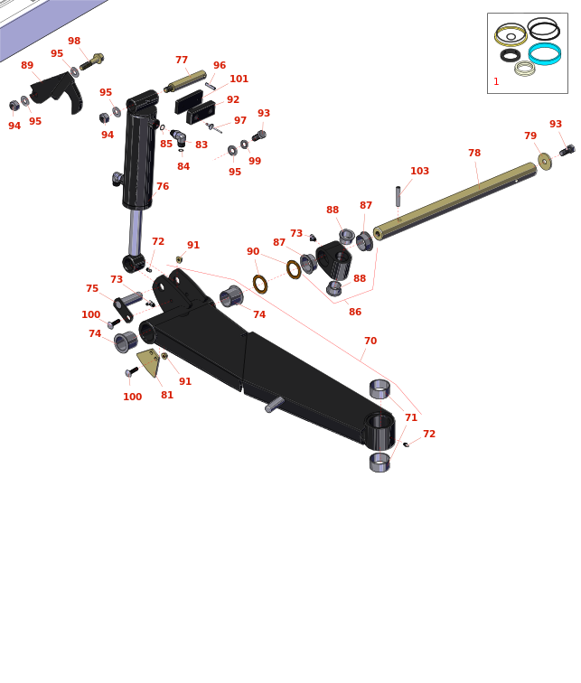 Toro Groundsmaster 4010-D Side Deck Lift Arm, Cylinder and Latch