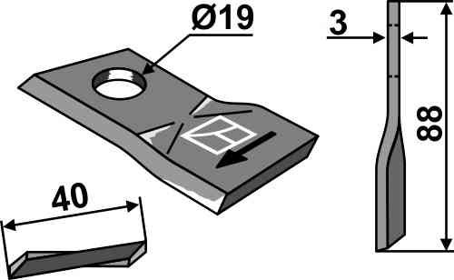 Rotary mower blade fitting for Welger 982150900