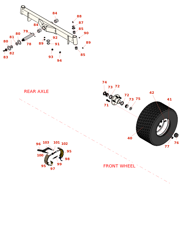 Toro Reelmaster 5500-D Rear Axle and Front Wheel Brake