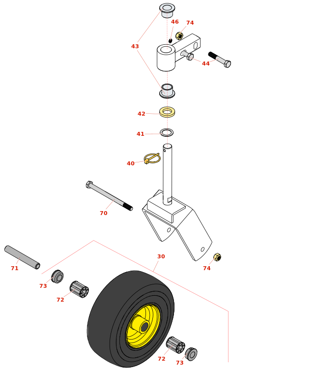 John Deere 1585 Rotary Mower Caster Wheel