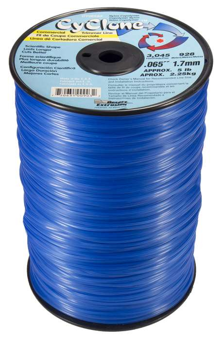 Trimmer line cyclone™ shaped blue 5 lb .065" / 1.7mm