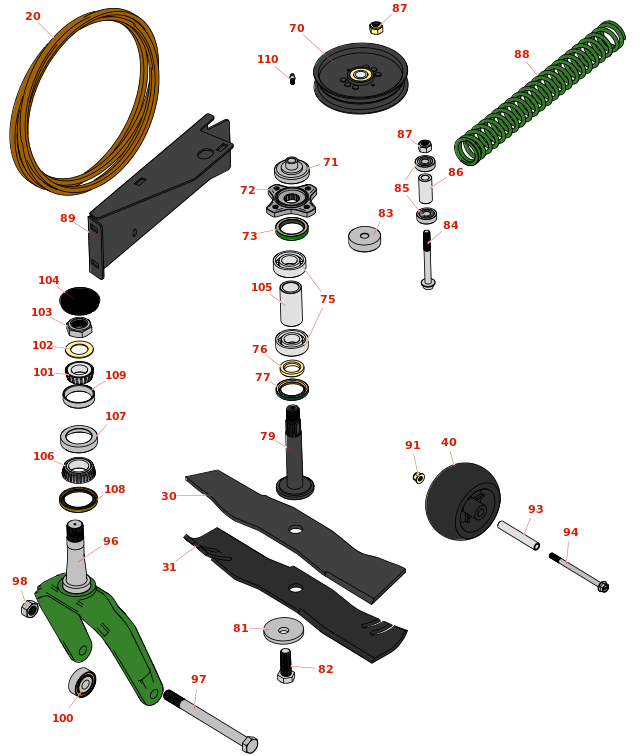 John Deere Z910A ZTrak Zero-Turn Mower Deck Parts