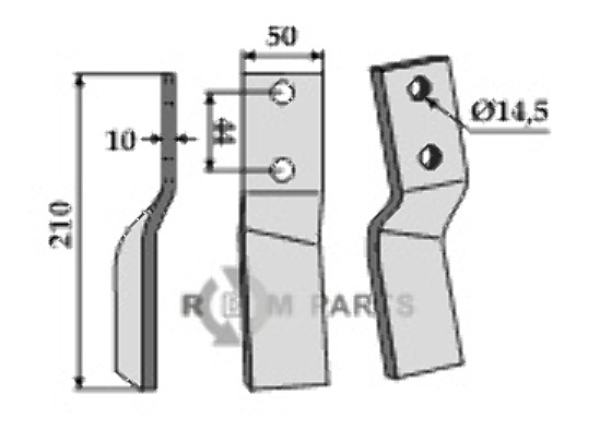 Rotary tine, left model fitting for Breviglieri 0071091S