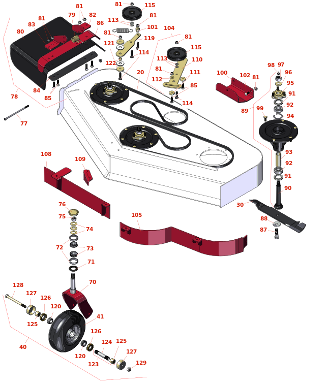 Toro GrandStand Mower 122 cm Deck Parts