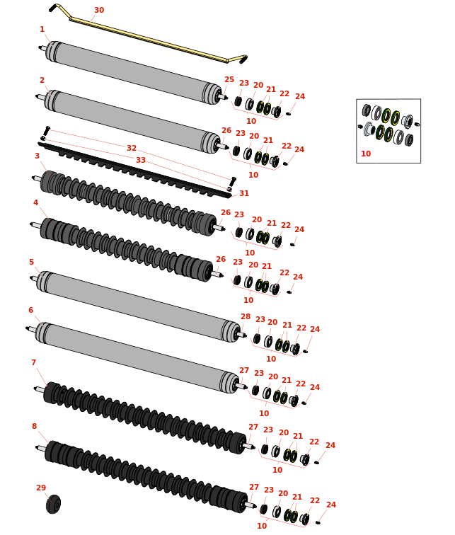 Toro Reelmaster 7000-D Rollers