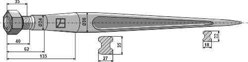 Front loading tine 900