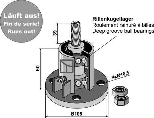 Lager met draad M20x1,5