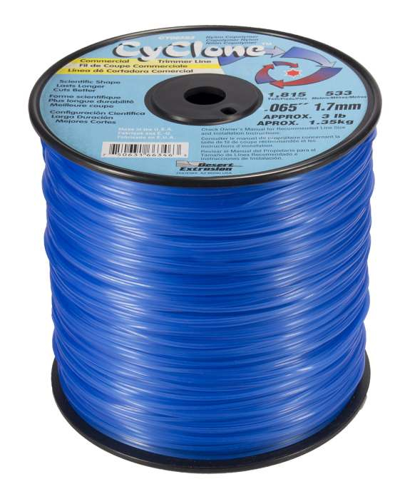 Trimmer line cyclone™ shaped blue 3 lb .065" / 1.7mm