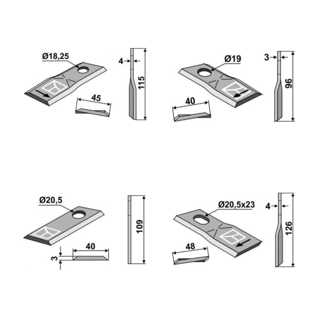 Rotary mower blades to fit as