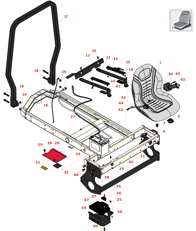 Toro Groundsmaster 3500-G Battery & Seat