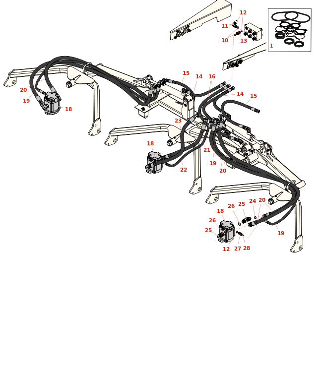 Toro Groundsmaster 4700-D Lift Arm Hydrualics No. 1, 4 & 5