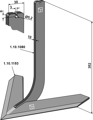 Tine with share 380mm