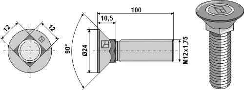 Plough bolt DIN 608 without hexagon nut