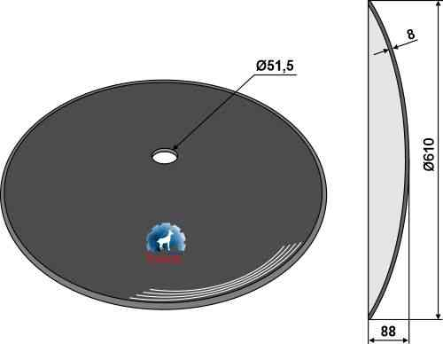 Plain disc Ø610x8 fitting for Ezee-On DG137