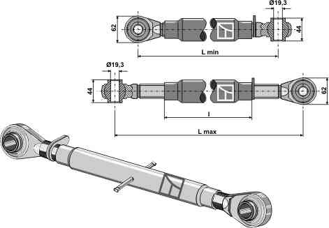 Top-links with hardened tie-rod M27 x 3