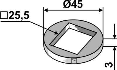 Reducing washer for 25x25 square shafts