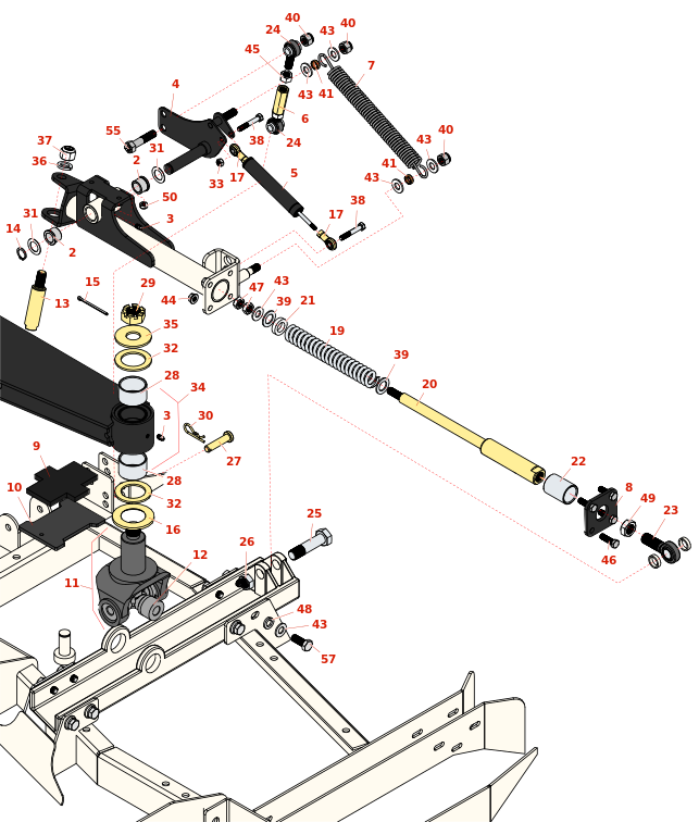 Toro Groundsmaster 4010-D Side Deck Lift Arm and Damper