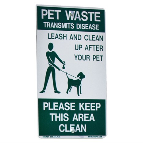 Alum sign - pet excercise area - on leash