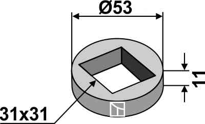 Aanlasring voor 28x28 en 30x30 vierkante assen