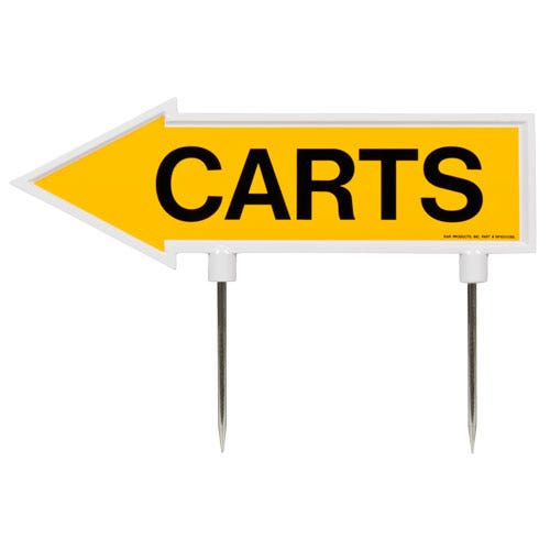 15" arrow sign - "carts" - yellow with black