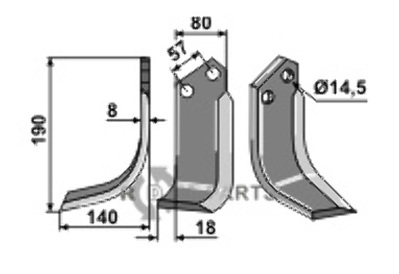 Blade, left model fitting for Alpego 01591